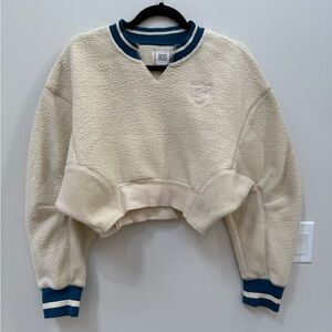 BDG Cream Teddy Pullover with Blue Trim